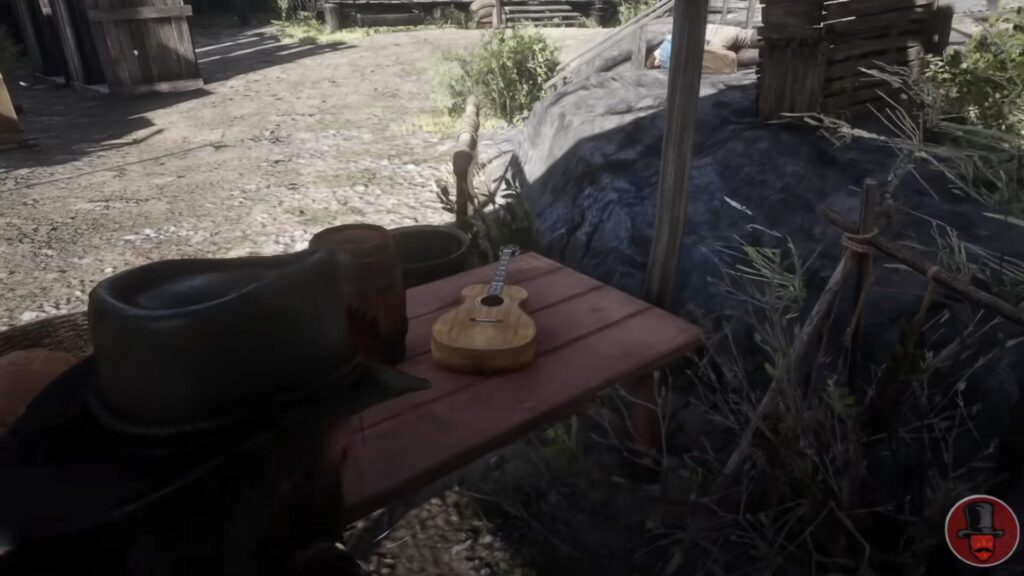 Une guitare &agrave; Fort Wallace, et l'enqu&ecirc;te pi&eacute;tinne. // Source : YouTube -  Strange Man