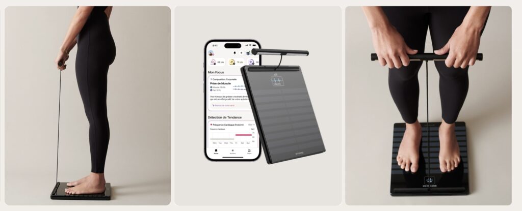 Comme l'ancien mod&egrave;le, la Withings Body Scan 2 m&eacute;lange une balance et une barre.