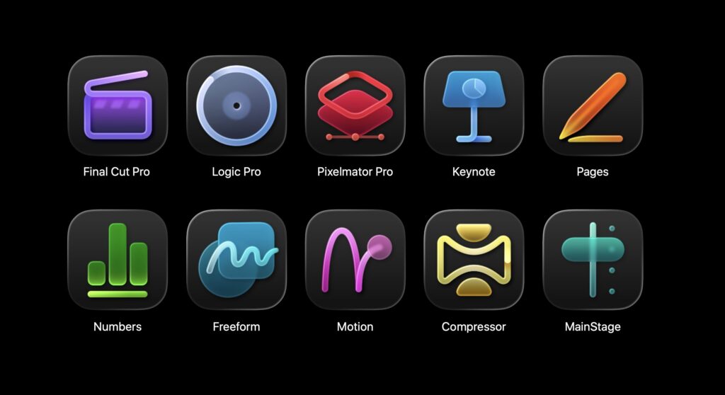 Toutes les applications du Apple Creator Studio.
