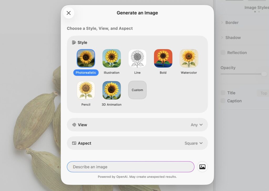 Apple permet aussi de générer, pour la première fois, des images réalistes avec une IA. Apple permet aussi de générer, pour la première fois, des images réalistes avec une IA.
