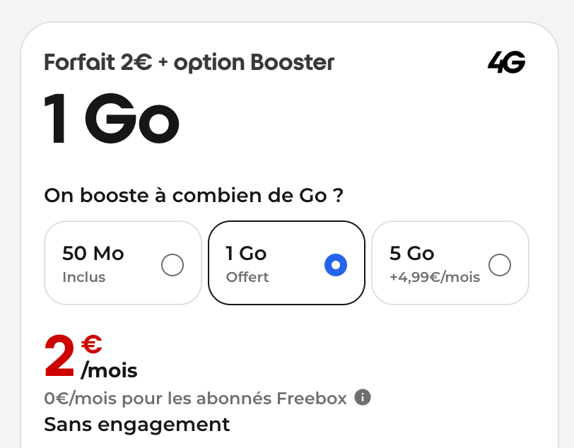 Par d&eacute;faut, le forfait propose toujours 50 Mo d'Internet. Mais on peut demander plus sans payer.