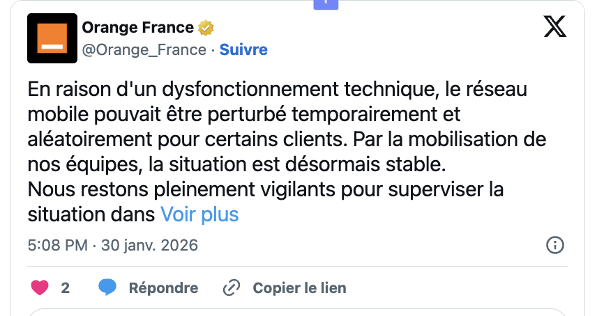 Le nouveau tweet d'Orange.
