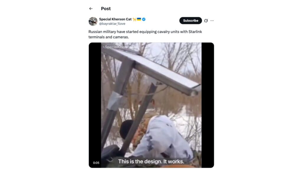 L'une des vid&eacute;os en question.  // Source : Special Kherson Cat ( @ bayraktar_1love ) sur X