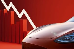 Tesla en baisse  // Source : Raphaelle Baut - Canva 