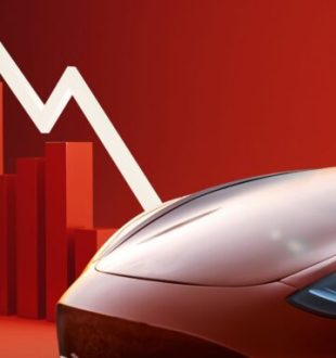 Tesla en baisse  // Source : Raphaelle Baut - Canva 