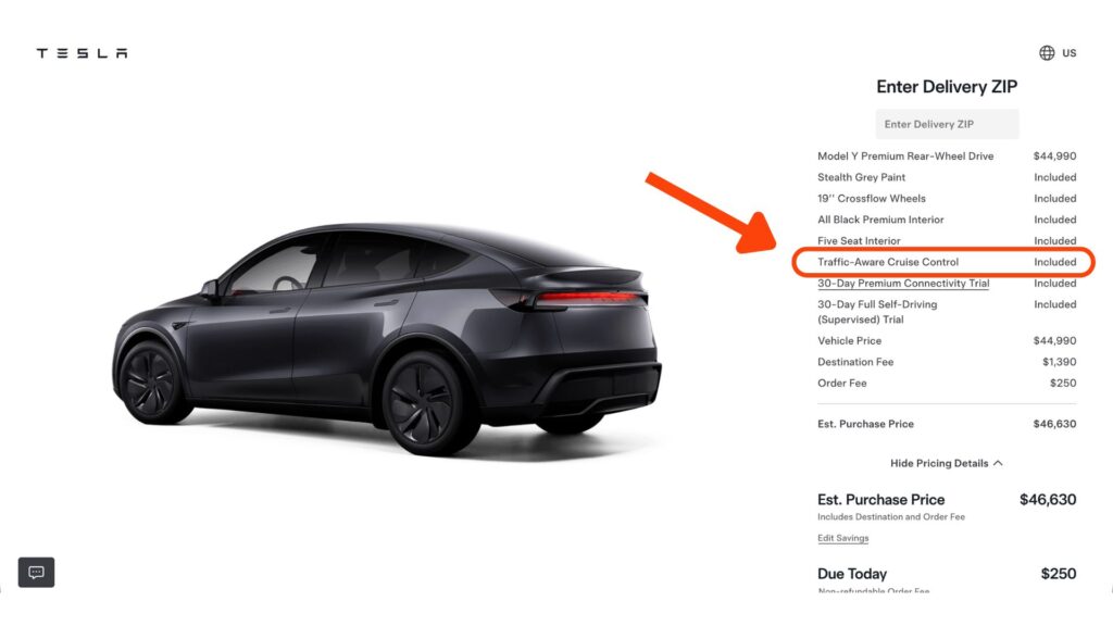 Fin de l'Autopilot Tesla, il ne reste que le r&eacute;gulateur de vitesse. // Source : Tesla (capture d'&eacute;cran)