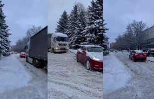 La Tesla Model 3 qui tire un camion // Source : Montage Numerama