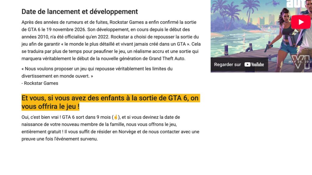 Les conditions pour obtenir GTA 6 gratuitement sur le site de Komplett. // Source : Komplett Les conditions pour obtenir GTA 6 gratuitement sur le site de Komplett. // Source : Komplett