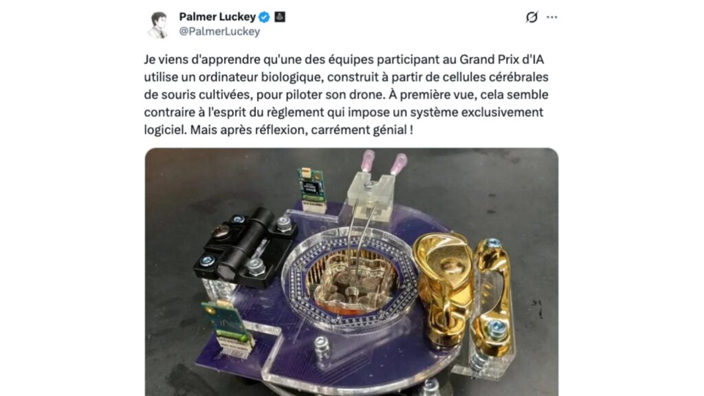 Le message (traduit) publi&eacute; sur X par Palmer Luckey. // Source : Palmer Luckey 