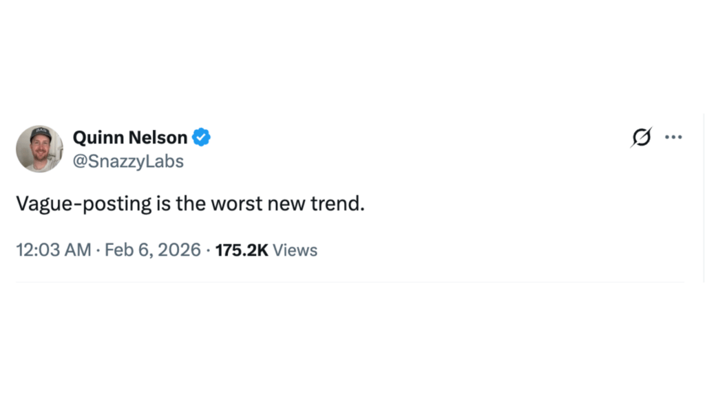 &laquo; Le vagueposting est la pire nouvelle trend &raquo;. // Source : SnazzyLabs