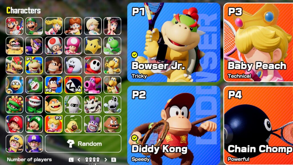 Mario Tennis Fever monte &agrave; 38 personnages d&egrave;s sa sortie, // Source : Nintendo / Capture d'&eacute;cran Numerama