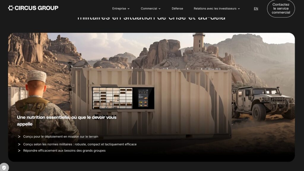 Circus met en avant l'utilisation de son robot dans le secteur militaire. // Source : Circus