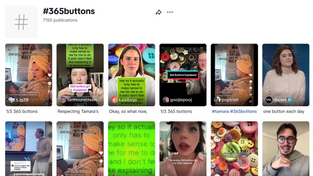 Le hashtag #365buttons sur TikTok. // Source : Capture d'&eacute;cran Numerama