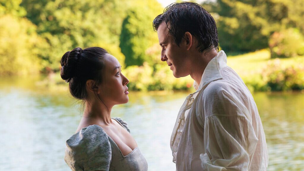L'eau a toujours eu une importance particulière dans la relation entre Sophie et Benedict // Source : Netflix, Liam Daniel (modifié par Numerama) L'eau a toujours eu une importance particulière dans la relation entre Sophie et Benedict // Source : Netflix, Liam Daniel (modifié par Numerama)