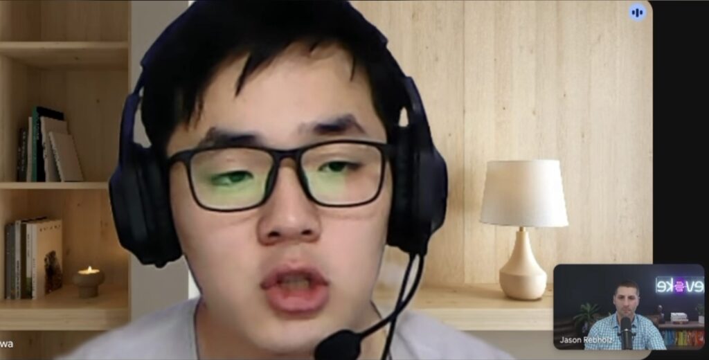 Capture d'&eacute;cran de l'entretien // Source : Jason Rebholz sur LinkedIn