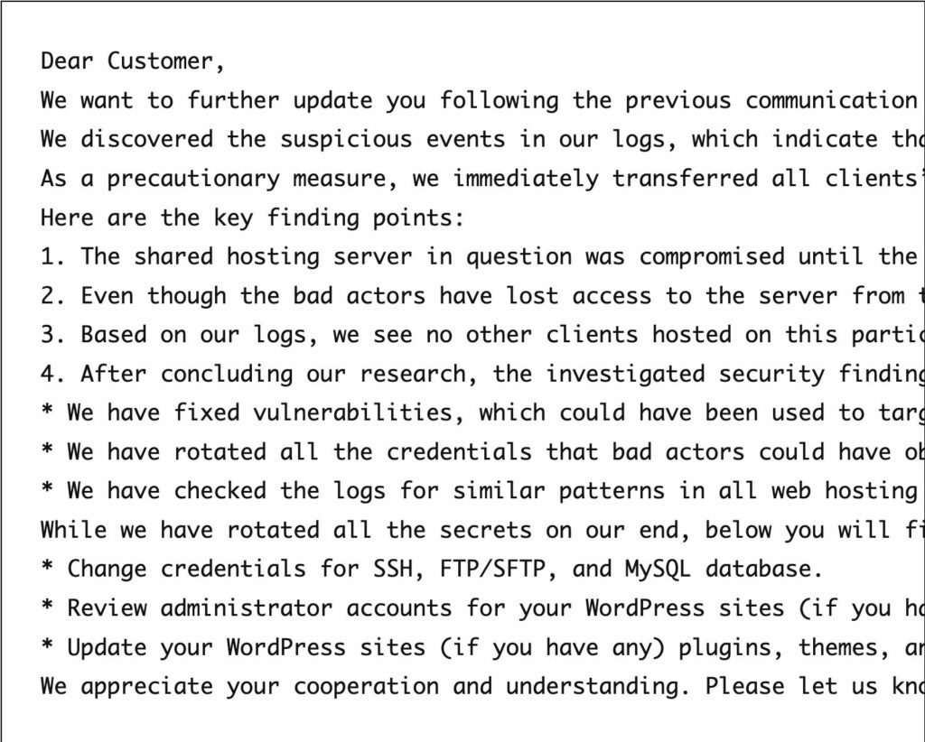 Pour remonter la chronologie de l&rsquo;incident, Notepad++ a choisi de publier une partie de ses &eacute;changes avec l&rsquo;h&eacute;bergeur compromis.  // Source : Notepad++