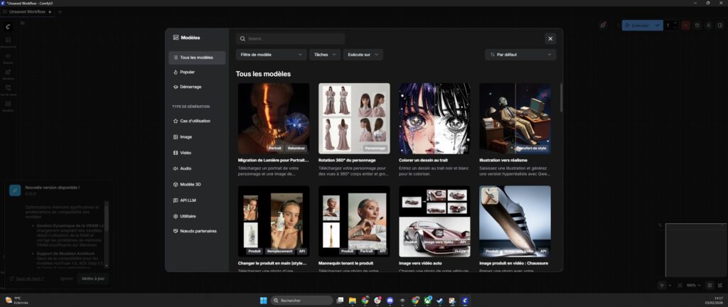 ComfyUI propose plus de 200 LLM déjà entraînés // Source : Humanoid XP