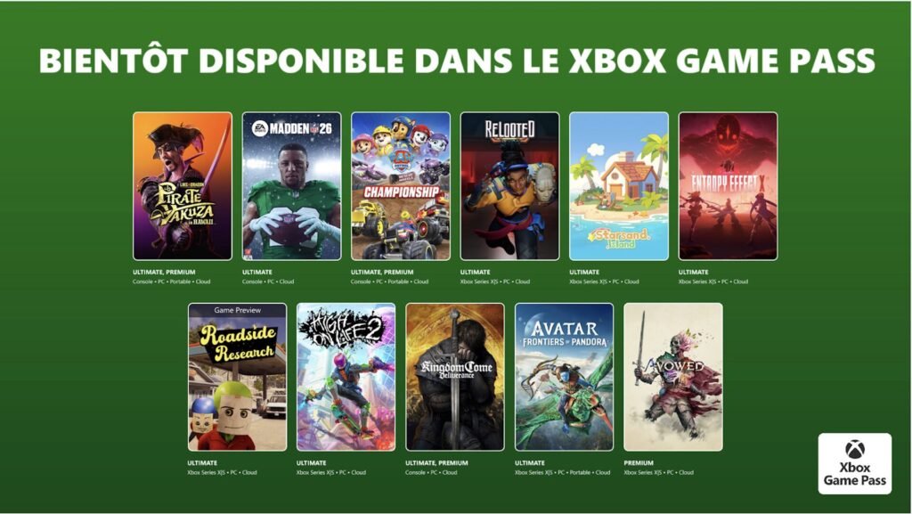 Xbox Game Pass en f&eacute;vrier 2026 // Source : Microsoft
