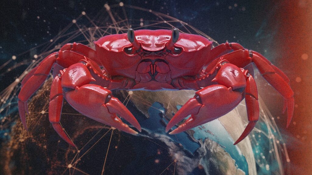 OpenClaw et son crabe. // Source : Montage Numerama OpenClaw et son crabe. // Source : Montage Numerama