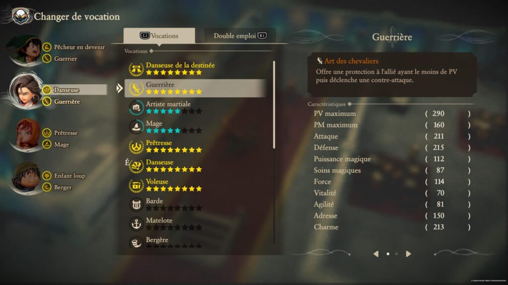 LEs vocations sont autant de manière d'orienter votre personnage // Source : Capture PS5