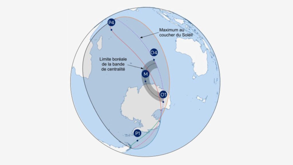 Visibilit&eacute; de l'&eacute;clipse solaire du 17 f&eacute;vrier 2026. // Source : LTE