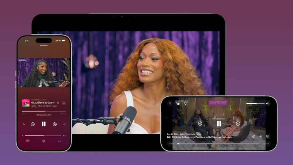 La nouvelle application Podcasts dans iOS 26.4. La nouvelle application Podcasts dans iOS 26.4.