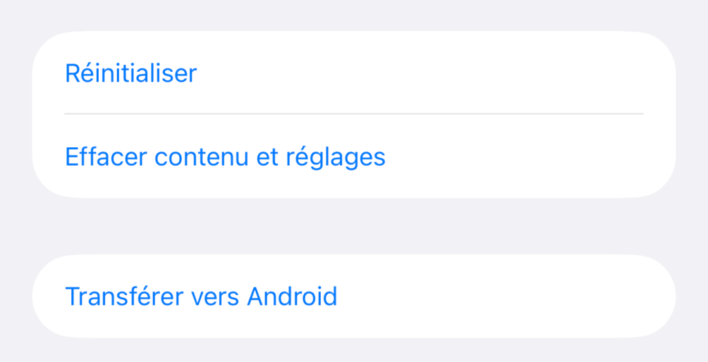 L'option Transf&eacute;rer vers Android dans les r&eacute;glages d'iOS 26.3.