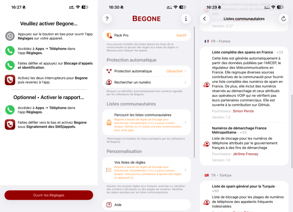 L'interface de Begone.