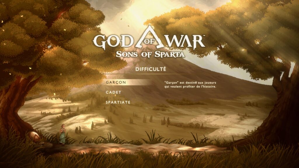 Les modes de difficulté dans God of War: Sons of Sparta // Source : Capture PS5 Les modes de difficulté dans God of War: Sons of Sparta // Source : Capture PS5