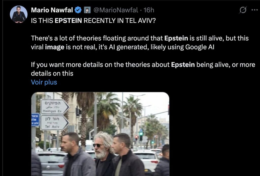 Des comptes X populaires, notamment associ&eacute;s &agrave; Elon Musk, surfent sur le buzz en diffusant ces images suppos&eacute;es d'Epstein.