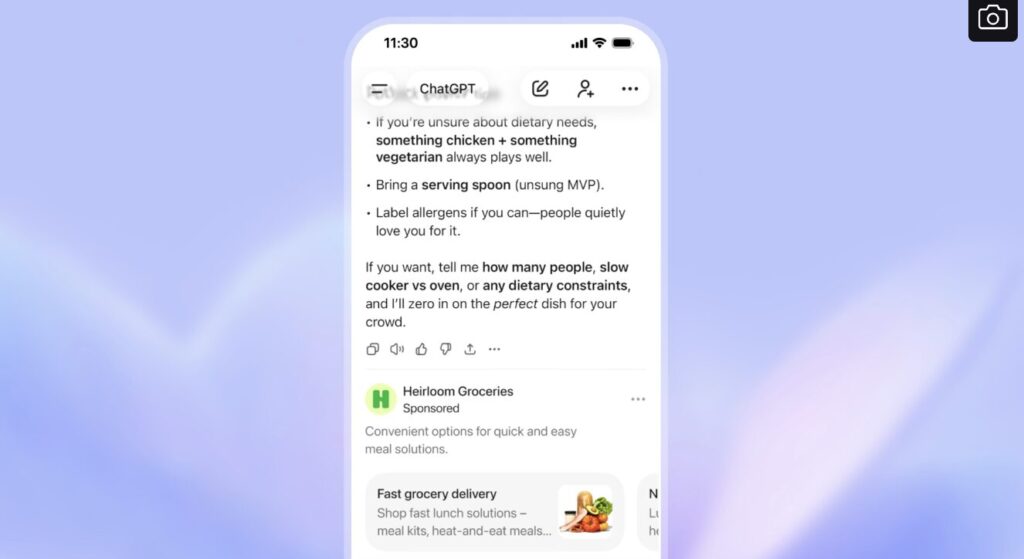 &Agrave; la fin des conversations, les utilisateurs gratuits verront des publicit&eacute;s vers des sites externes.