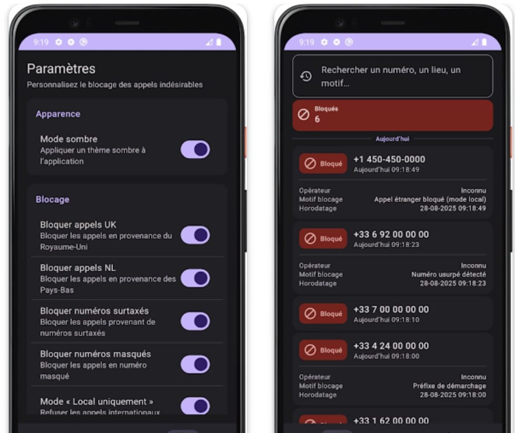 Wincalls sur Android.