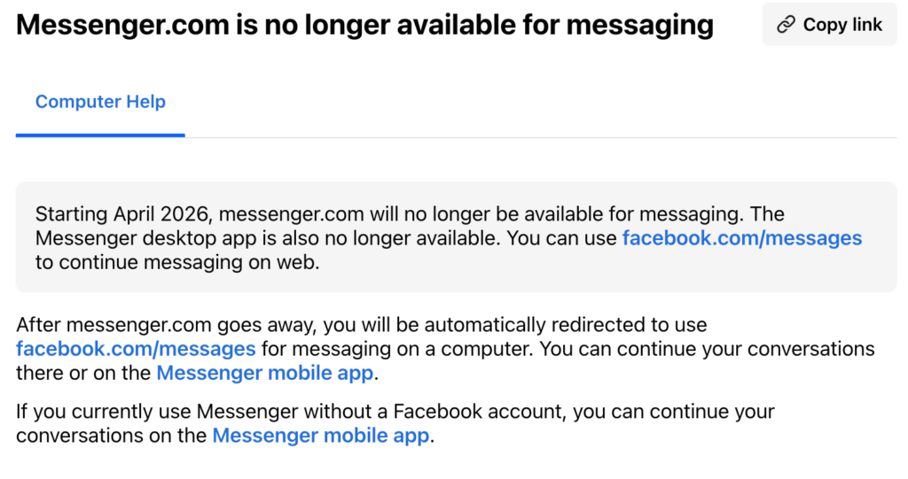 Facebook a une dent contre Messenger.