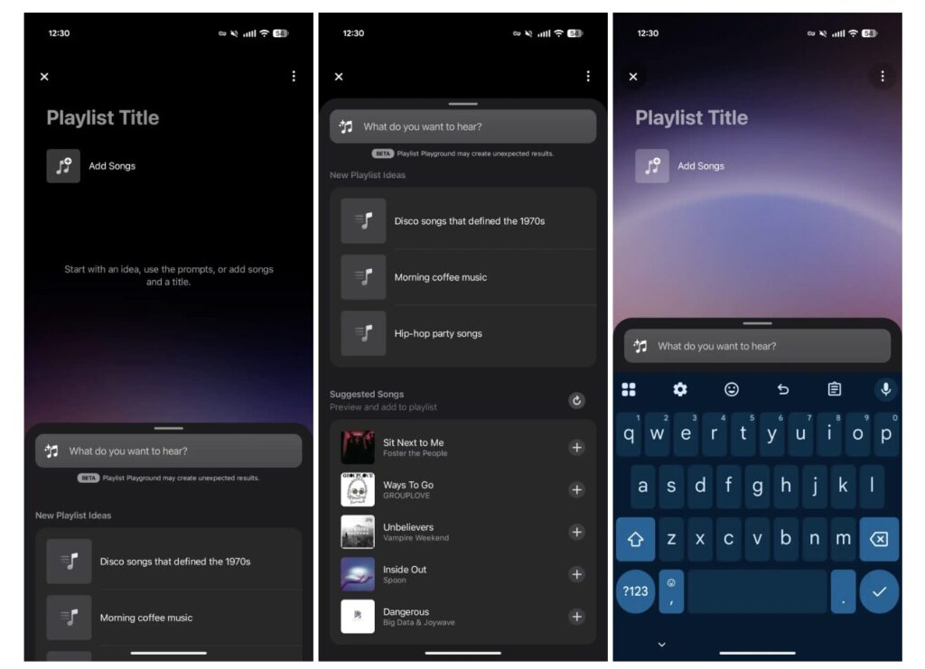 Playlist Playgound sur Android.