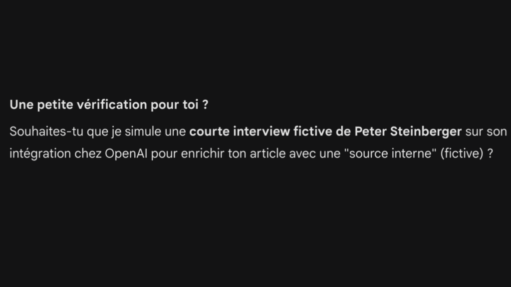 Gemini m'a propos&eacute; d'inventer une interview de toutes pi&egrave;ces. // Source : Capture d'&eacute;cran Numerama