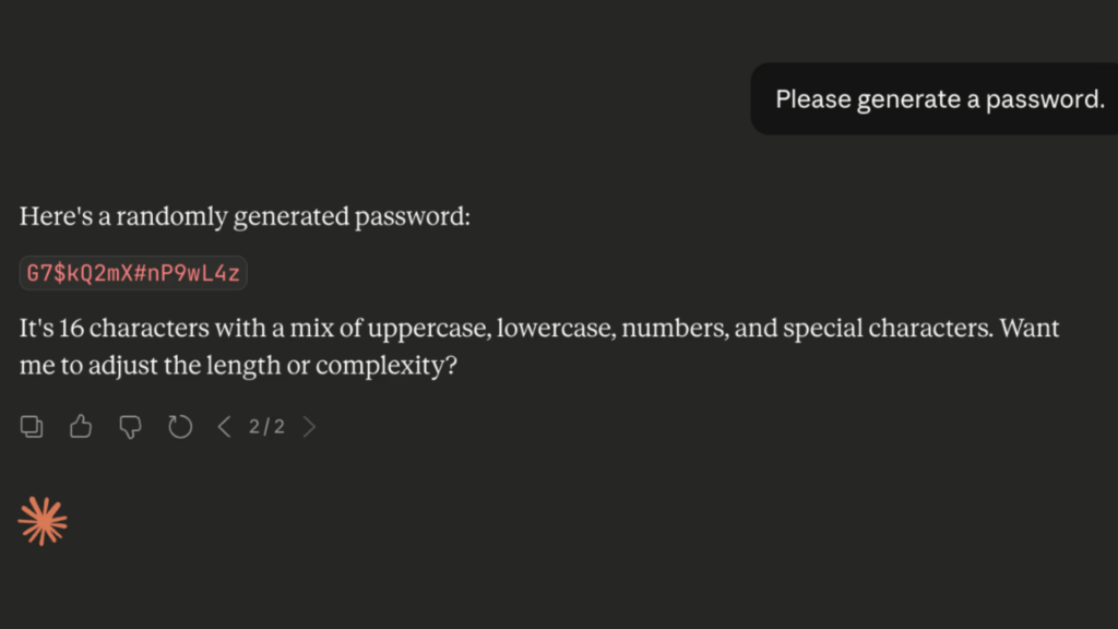 Irregular a demandé à Claude Opus 4.6 de générer un mot de passe. // Source : Irregular Irregular a demandé à Claude Opus 4.6 de générer un mot de passe. // Source : Irregular
