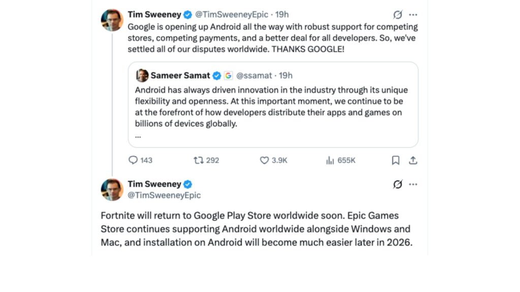 L&rsquo;annonce a &eacute;t&eacute; faite par Tim Sweeney, fondateur et patron d&rsquo;Epic Games. // Source : Capture d'&eacute;cran Numerama