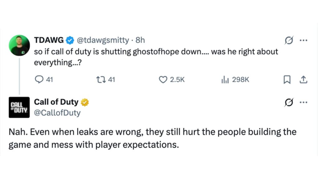 Le compte officiel de Call of Duty sur X a r&eacute;pondu. // Source : Capture d'&eacute;cran Numerama