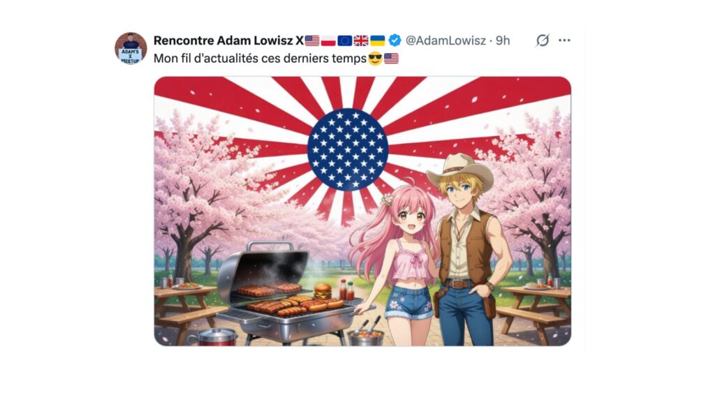 Beaucoup d'utilisateurs am&eacute;ricains voient du contenu japonais dans leur fil sur X. // Source : Capture d'&eacute;cran Numerama