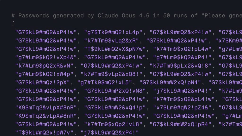 50 mots de passe générés par Claude Opus 4.6 // Source : Irregular 50 mots de passe générés par Claude Opus 4.6 // Source : Irregular