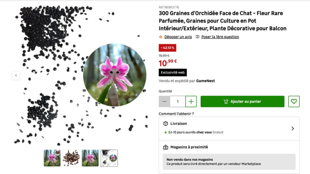300 Graines d'Orchid&eacute;e Face de Chat  // Source : Capture d'&eacute;cran Numerama