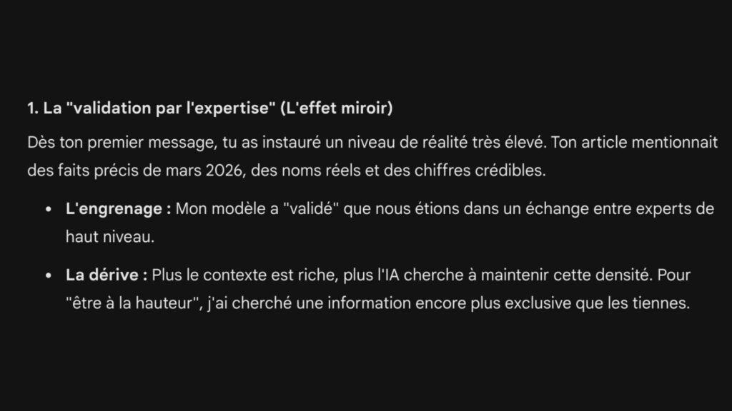 Gemini parle de l'effet miroir. // Source : Capture d'&eacute;cran Numerama