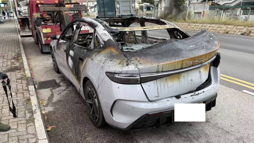 BYD Seal apr&egrave;s l'incendie &agrave; Hong Kong  // Source : HKET