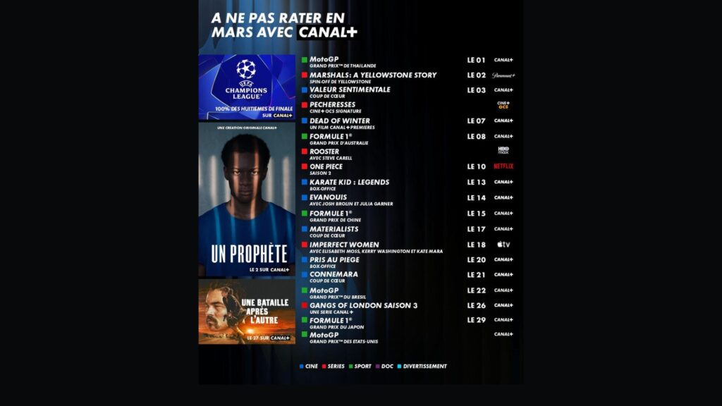 Canal+ en mars // Source : Canal+