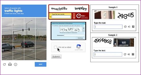 Diff&eacute;rents types de Captcha &agrave; travers le temps // Source : NextCaptcha