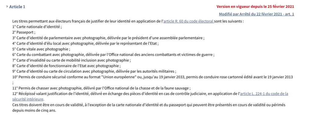 Les titres autoris&eacute;s en France pour voter.