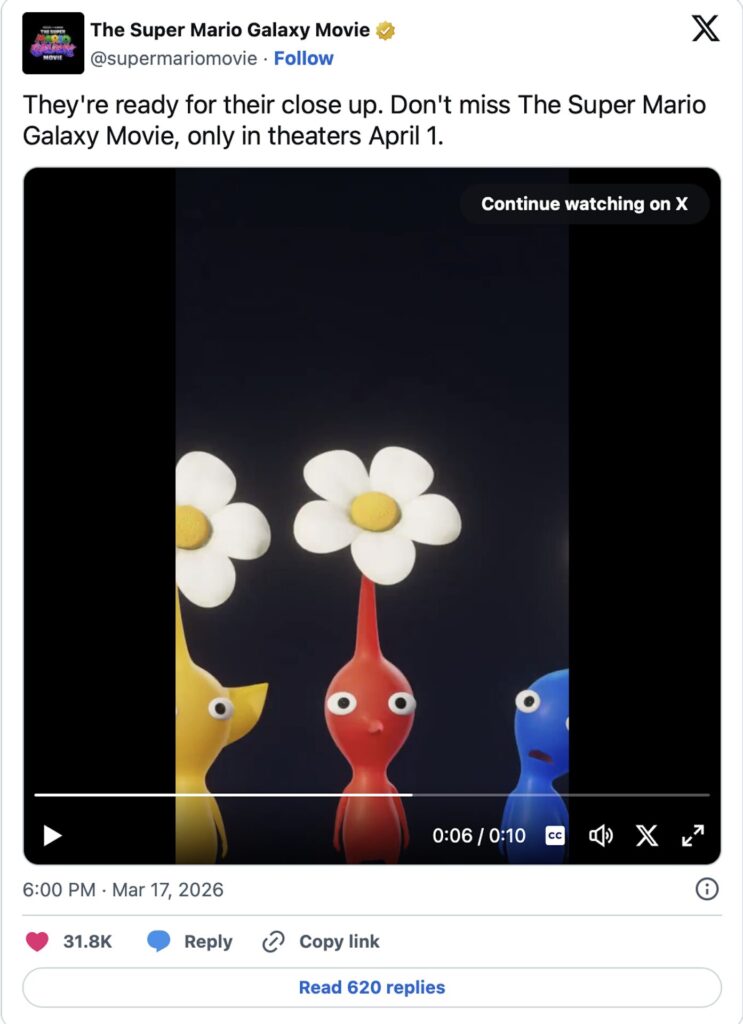 Les Pikmin dans Super Mario Galaxy Le Film // Source : Capture d'&eacute;cran sur X