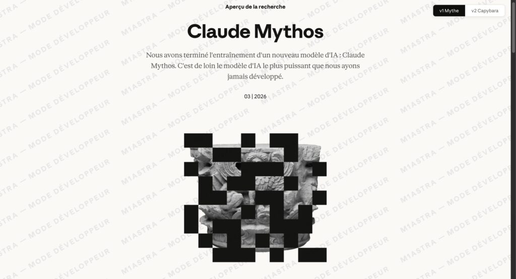 Fuite du billet de blog annon&ccedil;ant la sortie de Claude Mythos // Source : Capture d'&eacute;cran Numerama