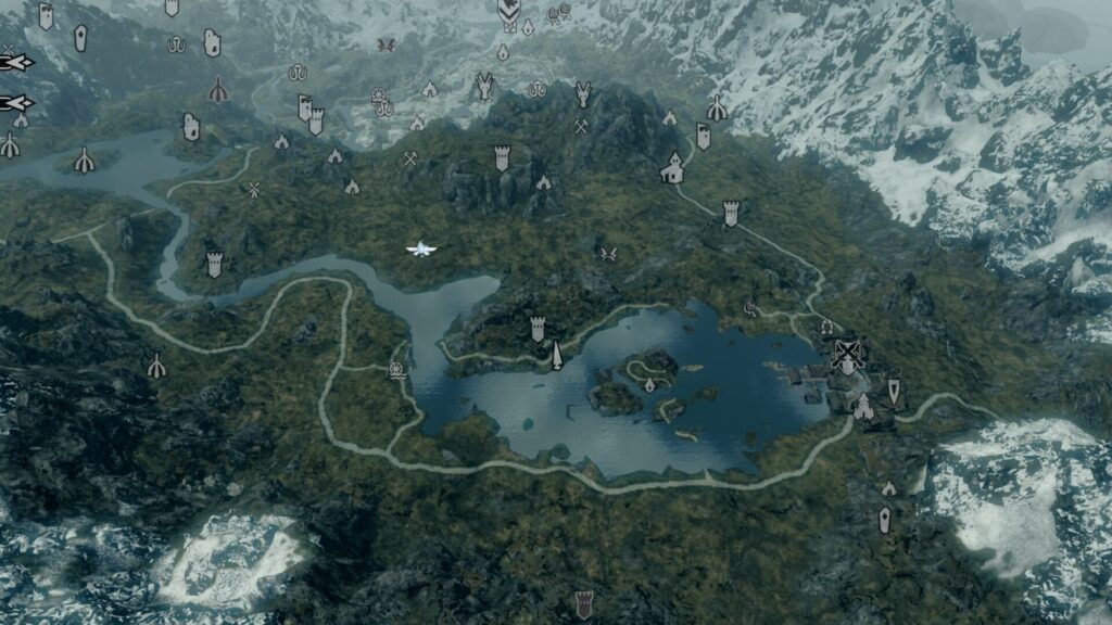 L'immense carte de Skyrim, du moi,s une partie. // Source : Bethesda