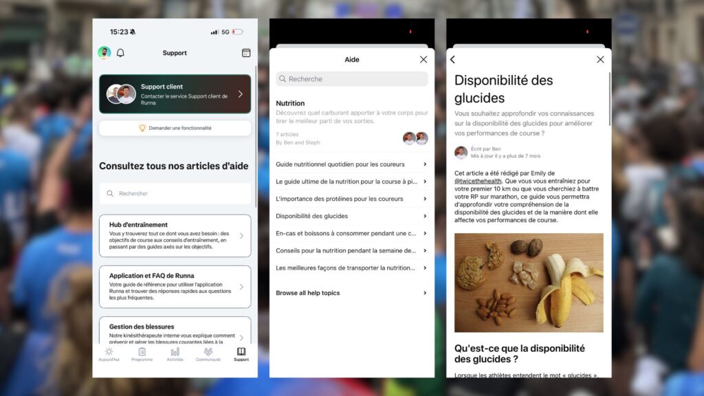 Les FAQ interminables de Runna // Source : Captures d'&eacute;cran Numerama